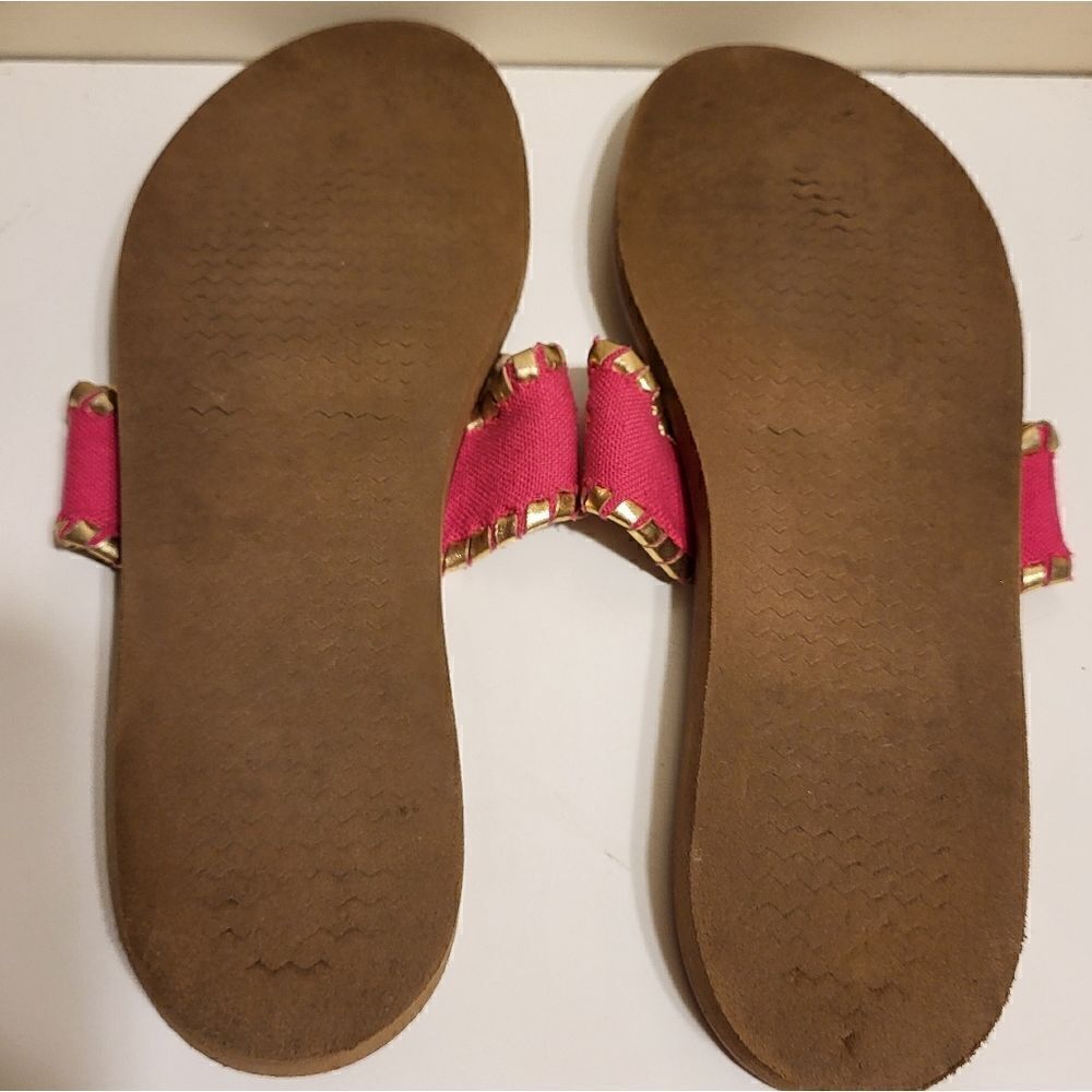 Jack Rogers "Navajo" Pink Leather w/Gold Whipstich Thong Sandals Sz.6. Ret $108 - Picture 5 of 5
